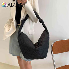 Women Cotton Padded Hobos Handbags Casual Shoulder Totes Bags