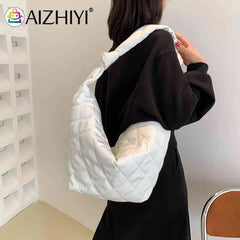 Women Cotton Padded Hobos Handbags Casual Shoulder Totes Bags