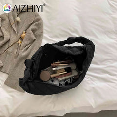 Women Cotton Padded Hobos Handbags Casual Shoulder Totes Bags