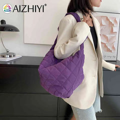 Women Cotton Padded Hobos Handbags Casual Shoulder Totes Bags