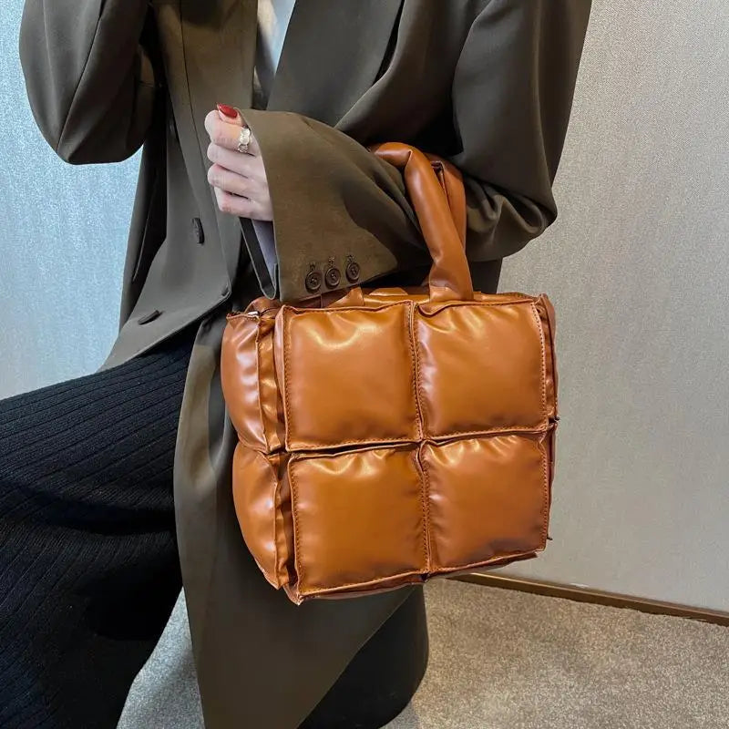 Women Tote Bag Quilted Handbags Vintage Ladies Shoulder Bag