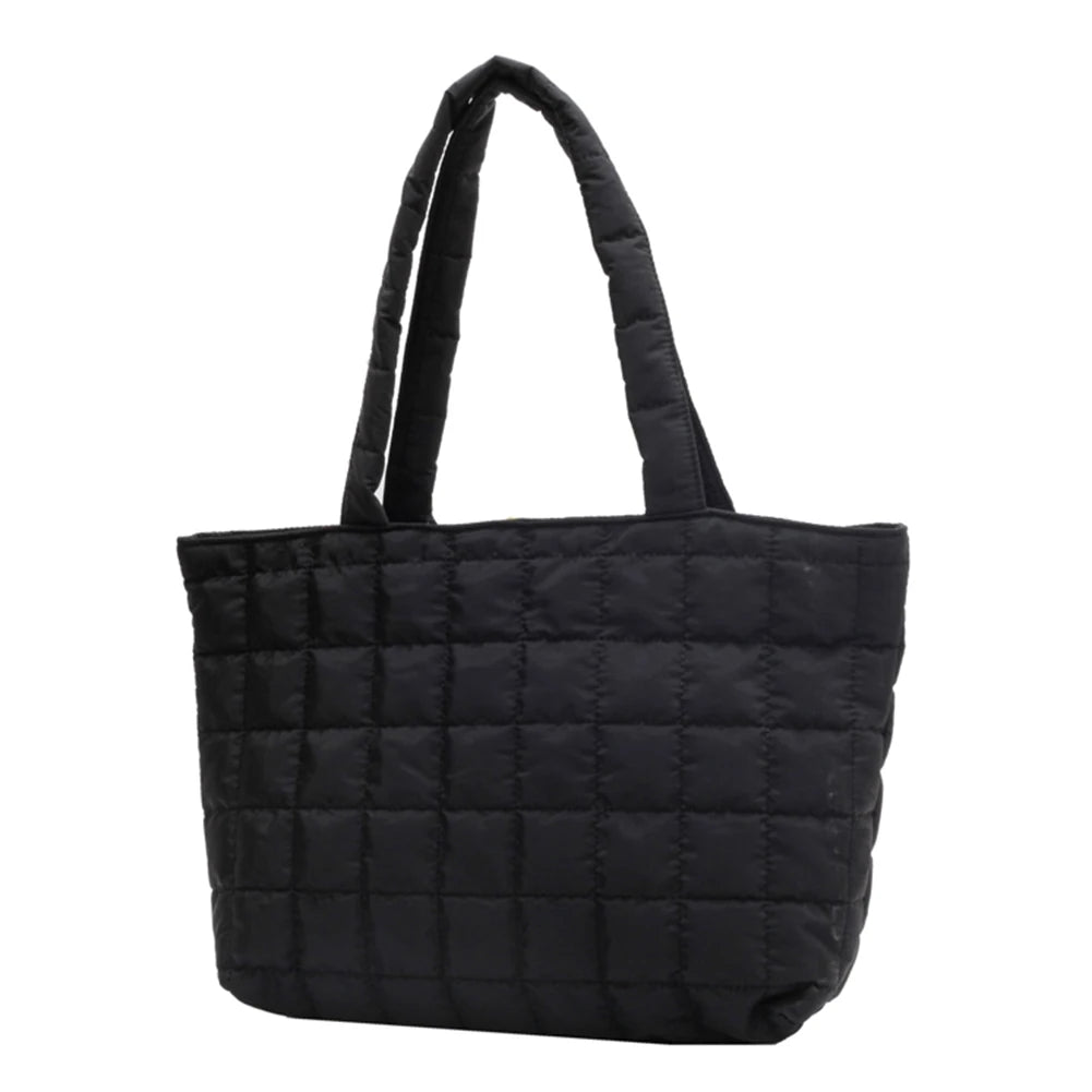 Women Quilted Tote Bag Shoulder Handbags Rhombus Pattern Top-handle Bags