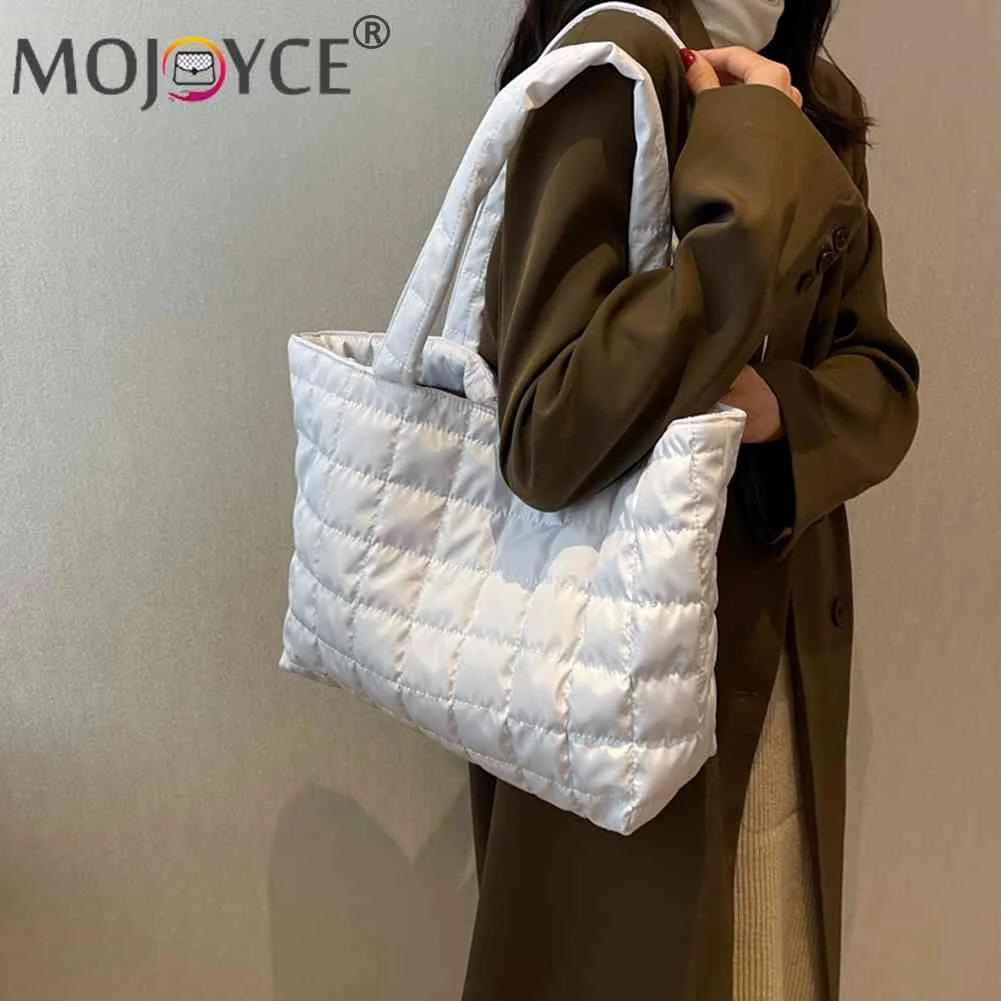 Women Quilted Tote Bag Shoulder Handbags Rhombus Pattern Top-handle Bags