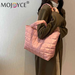 Women Quilted Tote Bag Shoulder Handbags Rhombus Pattern Top-handle Bags