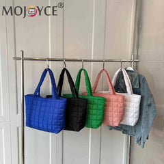 Women Quilted Tote Bag Shoulder Handbags Rhombus Pattern Top-handle Bags