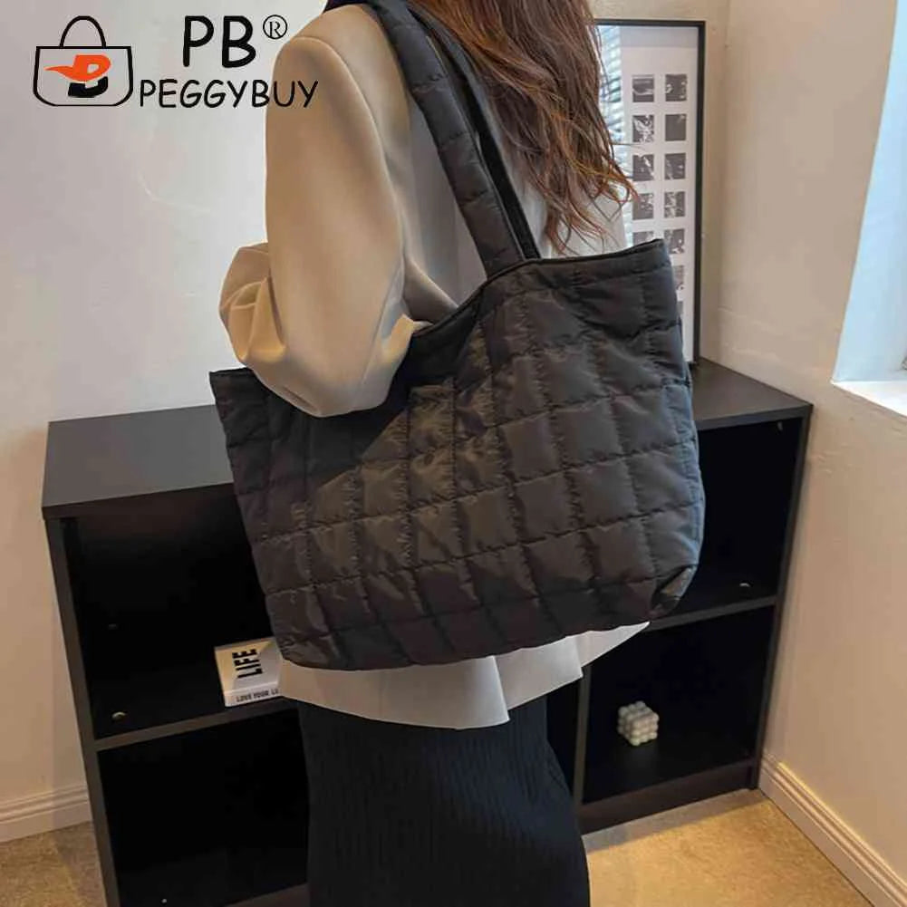 Quilted Top-handle Tote Bag for Women, Rhombus Pattern Shopper Handbag