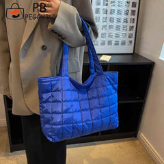 Quilted Top-handle Tote Bag for Women, Rhombus Pattern Shopper Handbag