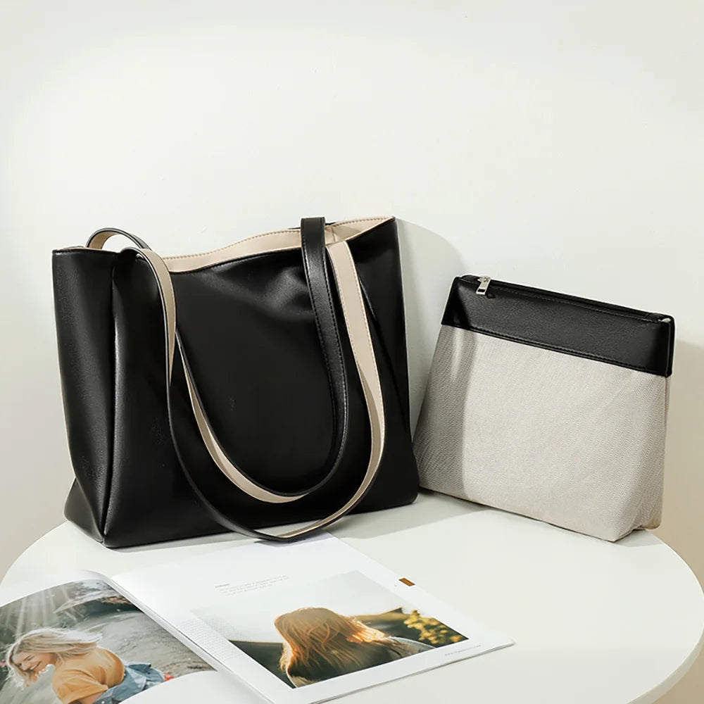 Women Tote Bags Soft Pu Leather Shoulder Bag Large Capacity Shopping
