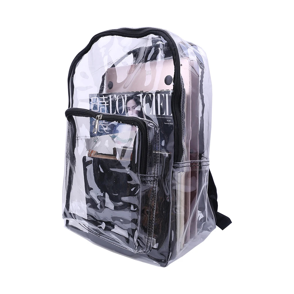 Women Clear PVC Backpack Travel Shoulder Bag School Bookbags