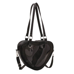Women Transparent Shoulder Bag Love Heart Shaped Clear Underarm Tote