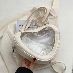 Women Transparent Shoulder Bag Love Heart Shaped Shoulder Bag Underarm Handbag