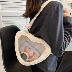 Women Transparent Shoulder Bag Love Heart Shaped Shoulder Bag Underarm Handbag
