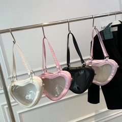 Women Transparent Shoulder Bag Love Heart Shaped Shoulder Bag Underarm Handbag
