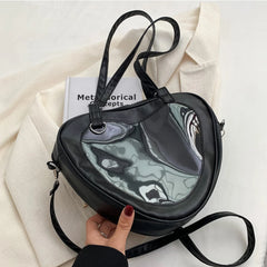 Women Transparent Shoulder Bag Love Heart Shaped Shoulder Bag Underarm Handbag