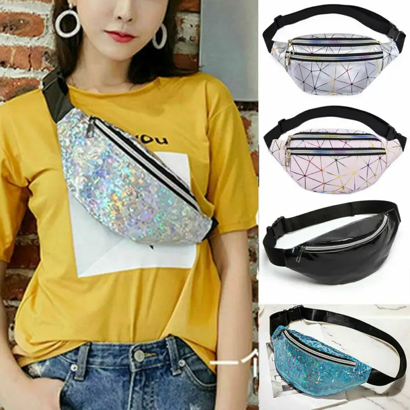 Glitter Multicolor Waist Pack Fanny Pack Money Belt Wallet