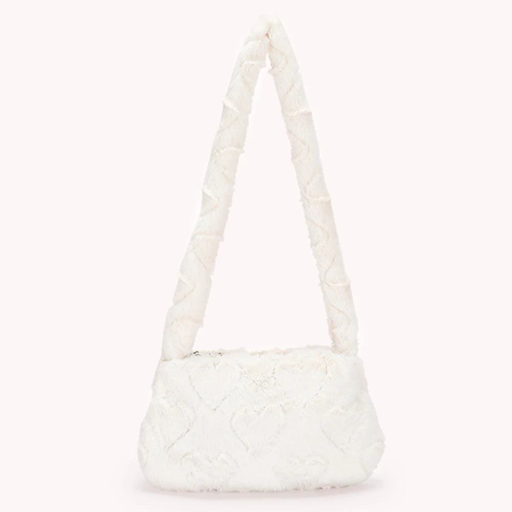 Heart Plush Shoulder Underarm Bag for Women