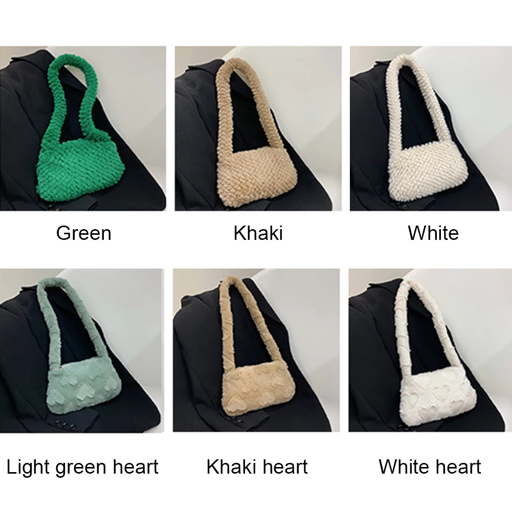 Heart Plush Shoulder Underarm Bag for Women