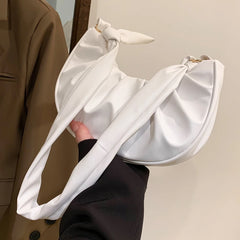 PU Leather Cloud Pleated Women's Underarm Bag Solid Hobos