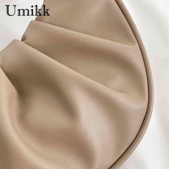Women Underarm Bag PU Leather Cloud Pleated Ladies Casual Purse