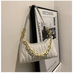 Women Underarm Bags PU Leather Shoulder Bags Ladies Chain Handbag