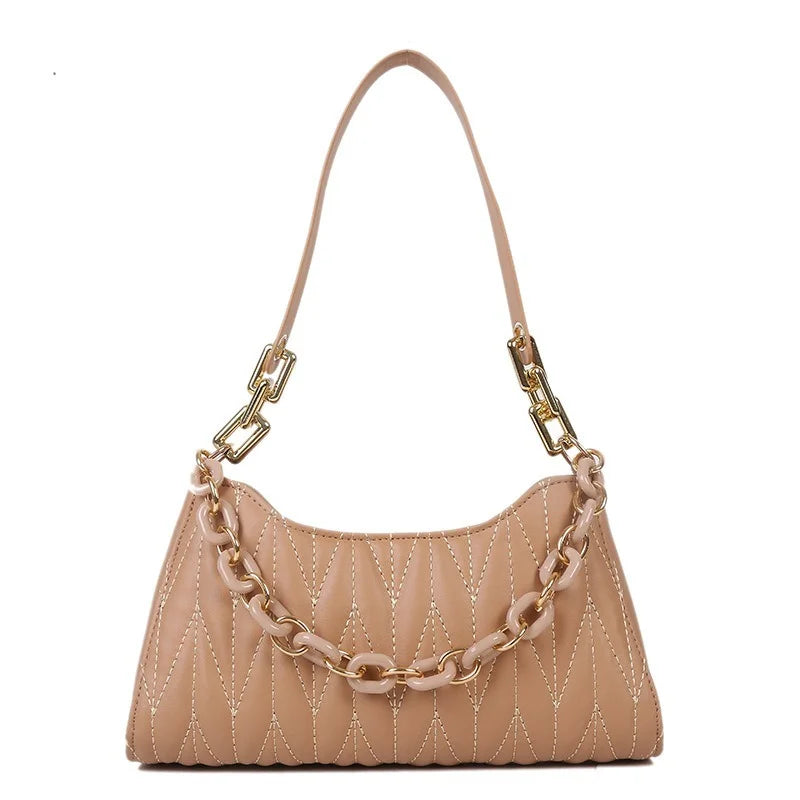 Women Underarm Bags PU Leather Shoulder Bags Ladies Chain Handbag