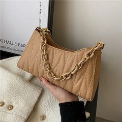 Women Underarm Bags PU Leather Shoulder Bags Ladies Chain Handbag