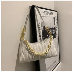 Women Underarm Bags PU Leather Shoulder Bags Ladies Chain Handbag