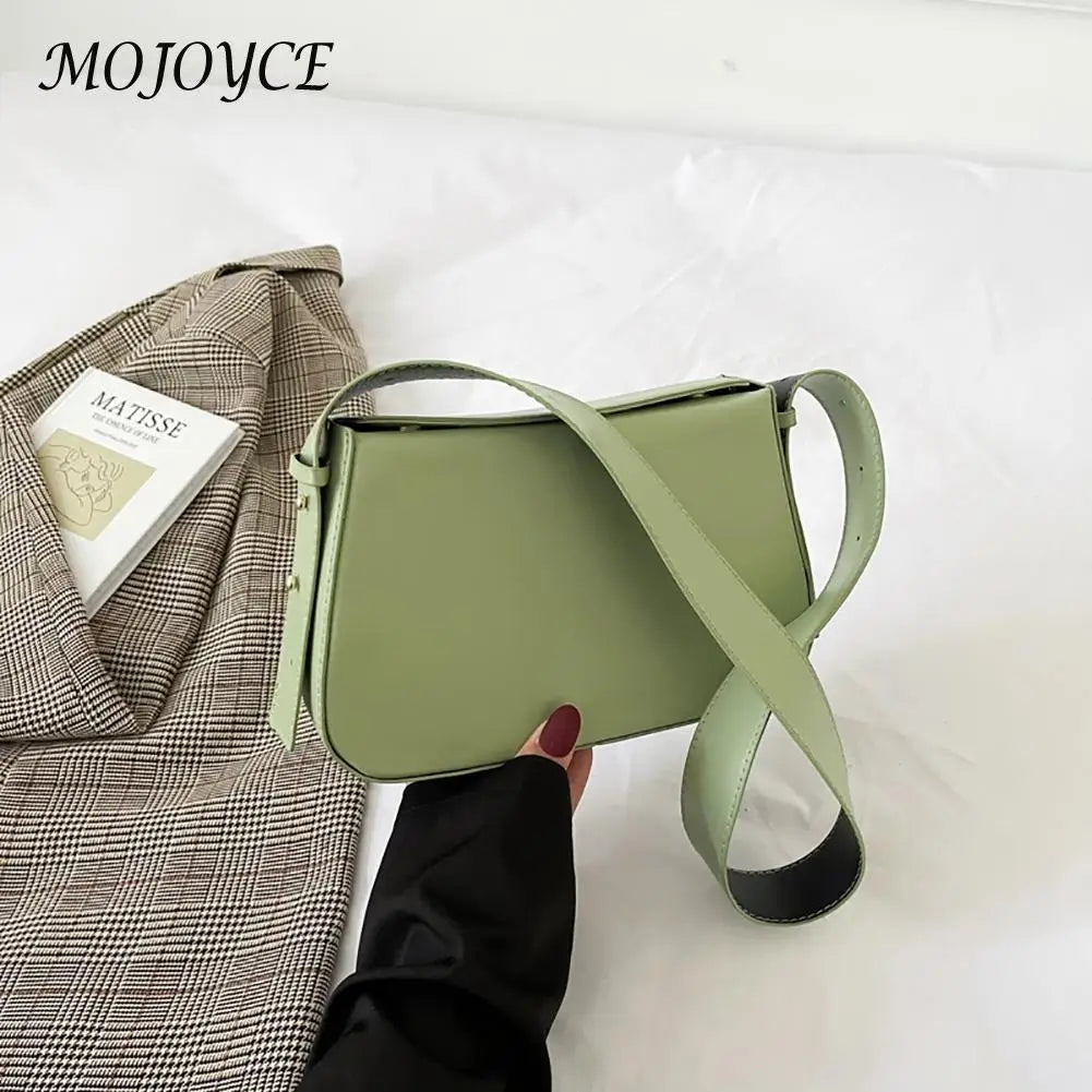 Women Underarm Bags Solid Shoulder Handbags Zipper Clutch PU Leather
