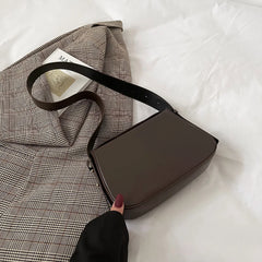 Women Underarm Bags Solid Shoulder Handbags Zipper Clutch PU Leather