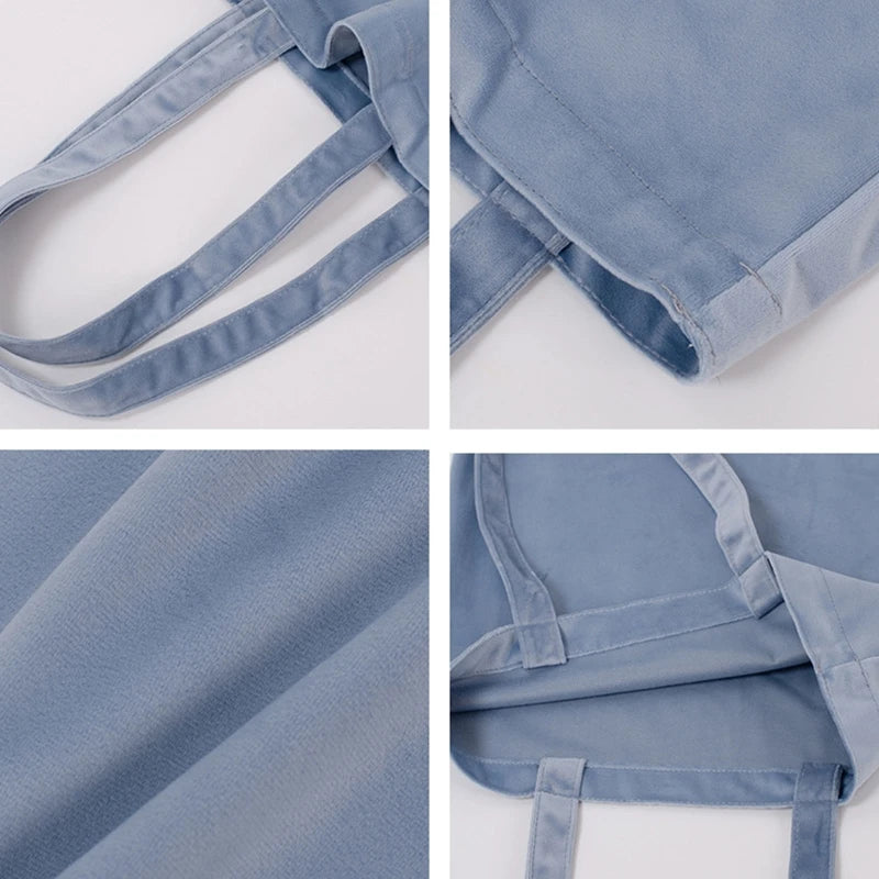 Velvet Shoulder Bag Large Capacity DIY Hand Painted Tote