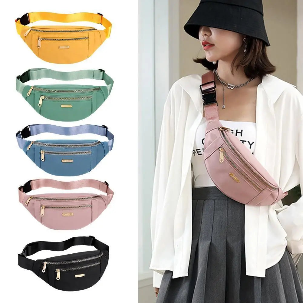 Women Waist Bag Waterproof Shoulder Messenger Bag Sport Casual Ladies