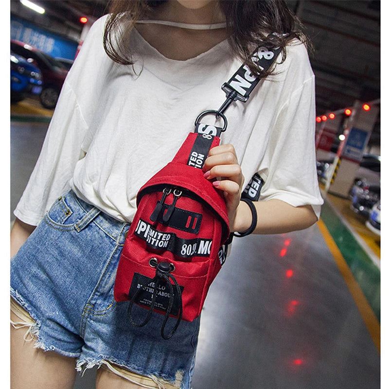 Women Waist Nylon Belt Zipper Waist Bag Casual Chest Bum Bag