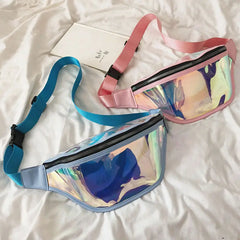 Women Waist Packs Holographic Fanny Pack Travel Purse Shoulder Chest Bag