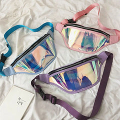 Women Waist Packs Holographic Fanny Pack Travel Purse Shoulder Chest Bag