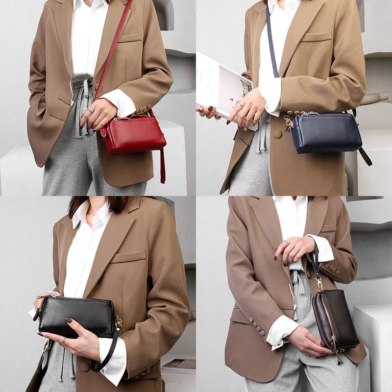Women Wallets Clutch Bag Leather Small Bags Multi-card Position Compact Diagonal