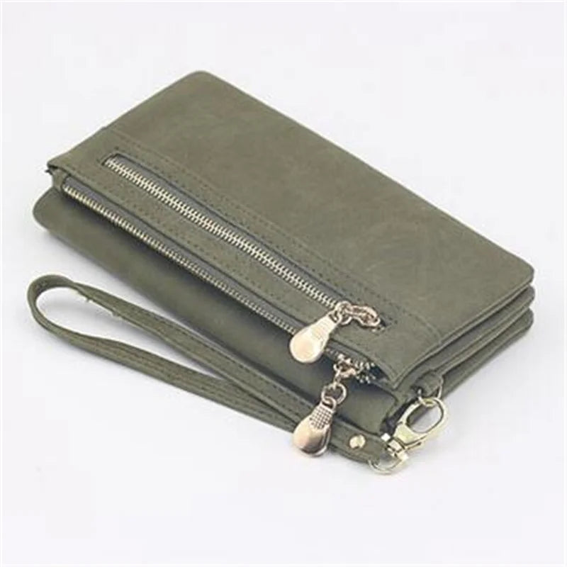 Women Wallets Double Zipper Clutch Purse Wristlet Portefeuille Handbags