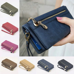 Women Wallets Double Zipper Clutch Purse Wristlet Portefeuille Handbags