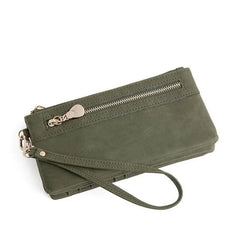 Women Wallets Dull Polish Leather Wallet Double Zipper Clutch Purse