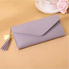 Gray Red Long Clutch Wallet PU Leather Money Bag