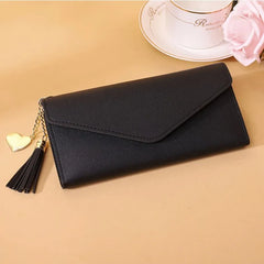 Gray Red Long Clutch Wallet PU Leather Money Bag