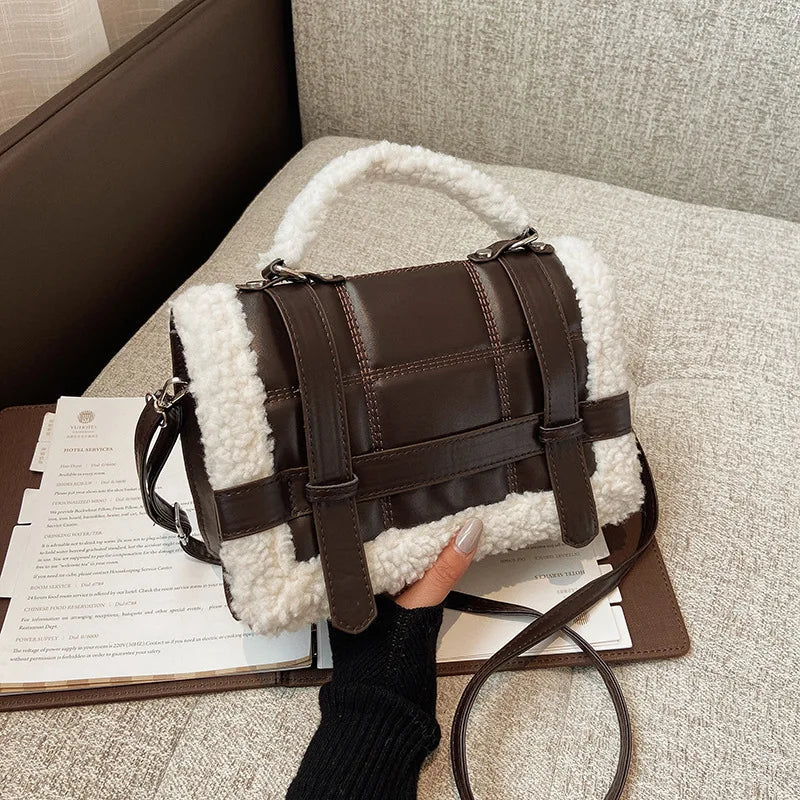 Women Winter Faux Fur Shoulder Crossbody Bag Handbag Lady Party Tote Bag