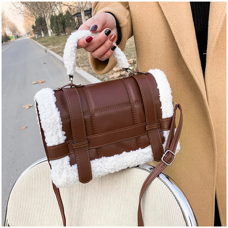 Women Winter Faux Fur Shoulder Crossbody Bag Handbag Lady Party Tote Bag