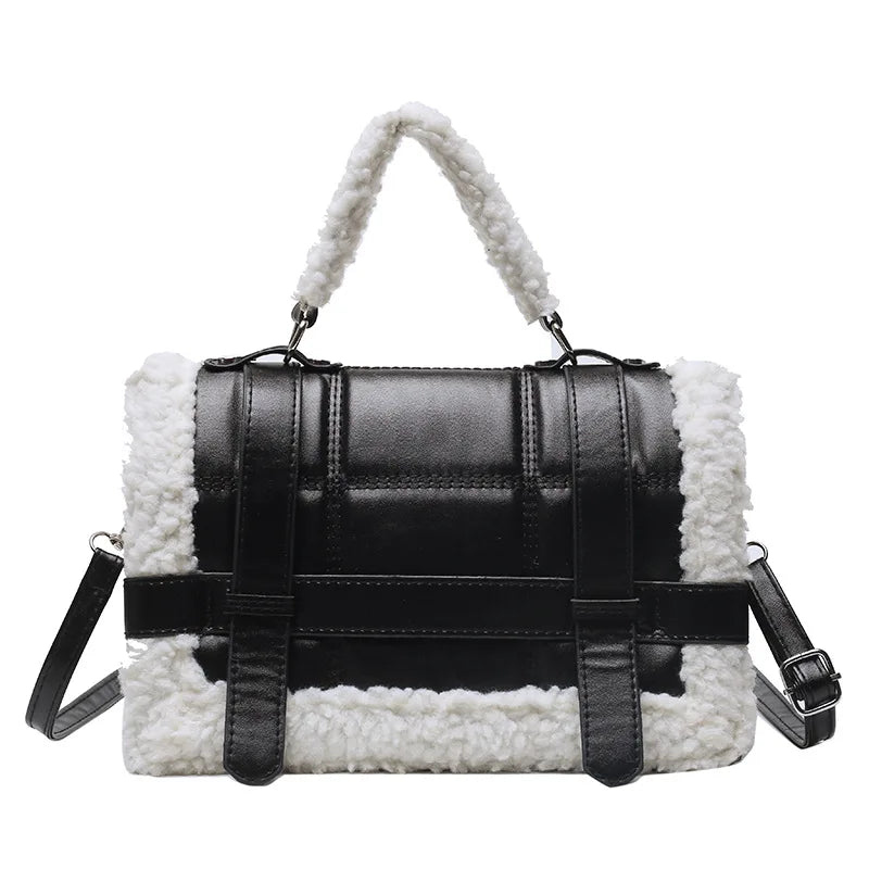 Women Winter Faux Fur Lalambswool Shoulder Crossbody Bag