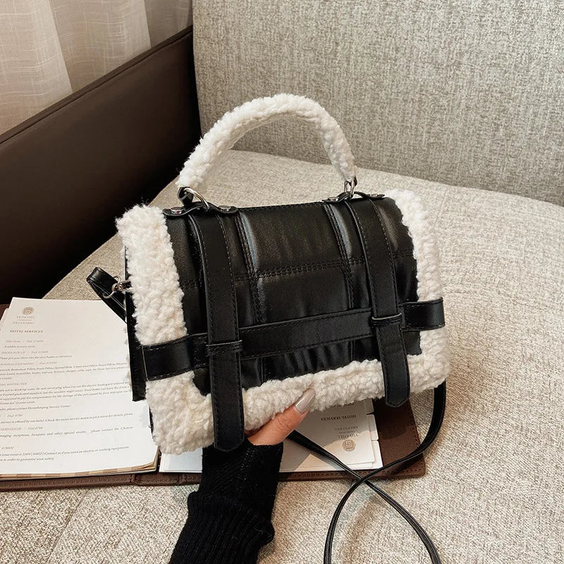 Women Winter Faux Fur Lalambswool Shoulder Crossbody Bag