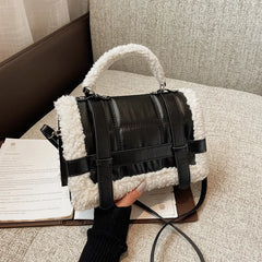 Women Winter Faux Fur Lalambswool Shoulder Crossbody Bag