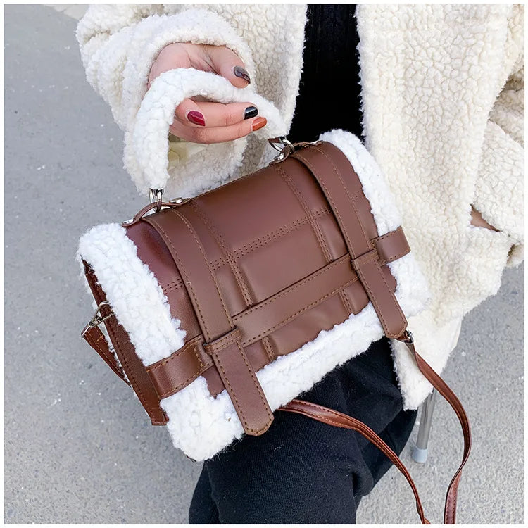 Women Winter Faux Fur Shoulder Crossbody Bag Handbag Lady Party Tote Bag