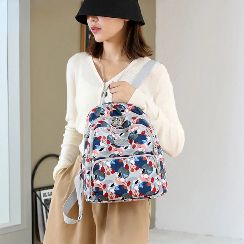 Nylon Women's Backpack for Teen Girls School Travel Handbags