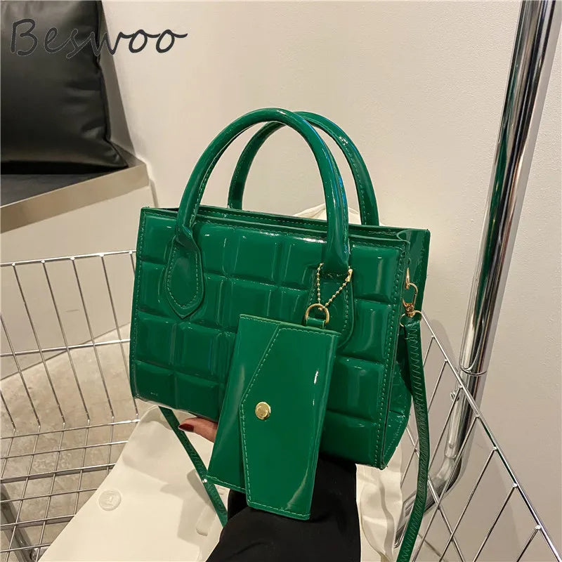 Women's Lacquered Embossed Cross-body Bag
