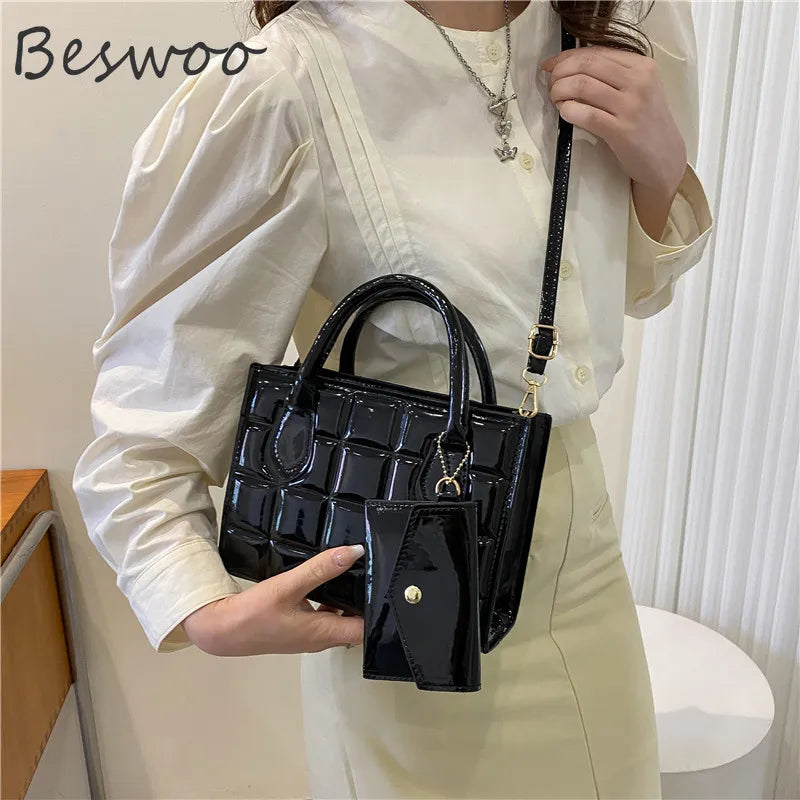 Women's Lacquered Embossed Cross-body Bag