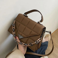 Quilted Flap Satchel Bag Leather Ladies Purses and Handbags